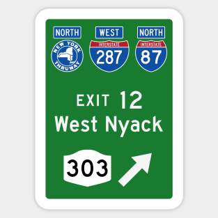 New York Northbound Thruway Exit 12: West Nyack NY Route 303 Sticker